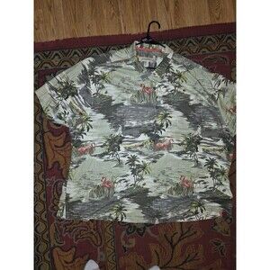 Tommy Bahama 4XB 100% Silk Hawaiian Camp Shirt Flamingo Tropical Island Aloha